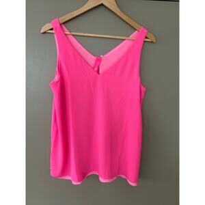 Lilly Pulitzer Florin Reversible vibrant pink Tank V-Neck Lileeze  summer beach